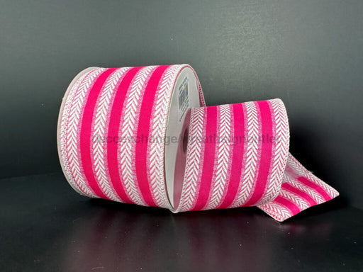 Fuch-Wht Irid Herringbone Stripes 2.5’’X10Y 41519-40-28 Ribbon