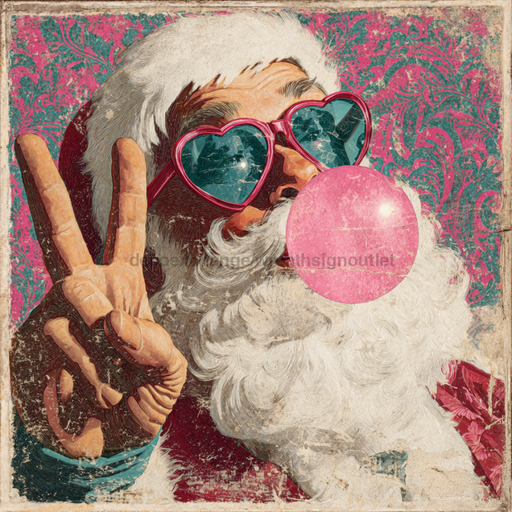 Fun Santa Sign, DCO-102613, Sign For Wreath, 10x10in Metal Sign