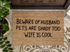 Funny Doormat, Coir Doormat, Welcome Mat, Housewarming Gift, Beware of Husband, Pets are Shady Too, Wife is Cool Doormat, Front Door Doormat, Doormat, New Homeowner Gift DECOE-CM-111 - DecoExchange®