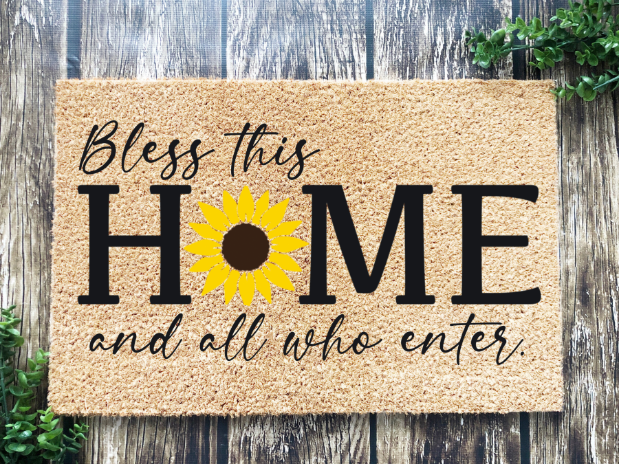 Funny Doormat, Coir Doormat, Welcome Mat, Housewarming Gift, Bless This Home and All Who Enter Doormat, Front Door Doormat, Sunflower Doormat, New Homeowner Gift DECOE-CM-149 - DecoExchange®