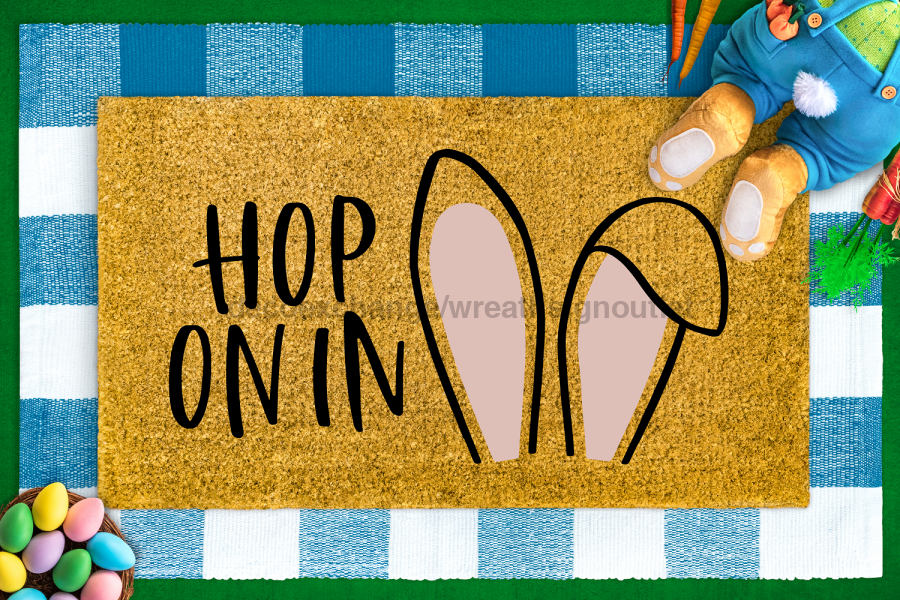 Hop On In - Easter Door Mat - 30x18" Coir Door Mat - DECOE-CM-001 - DecoExchange