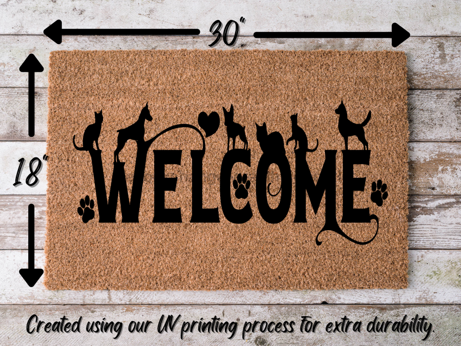 Funny Doormat, Coir Doormat, Welcome Mat, Housewarming Gift, Cats and Dogs Welcome Doormat, Cats and Dogs Front Door Doormat, Welcome Doormat, New Homeowner Gift DECOE-CM-091 - DecoExchange®