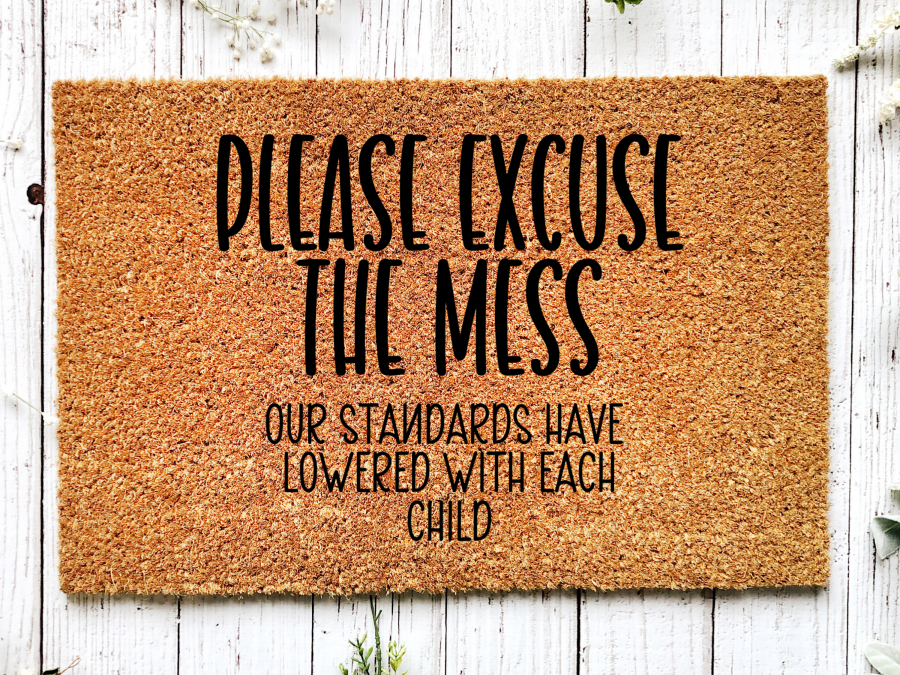Funny Doormat, Coir Doormat, Welcome Mat, Housewarming Gift, Excuse the Mess Doormat, Front Door Doormat, Our Standards Lowered With Each Child Doormat, New Homeowner Gift DECOE-CM-124 - DecoExchange®