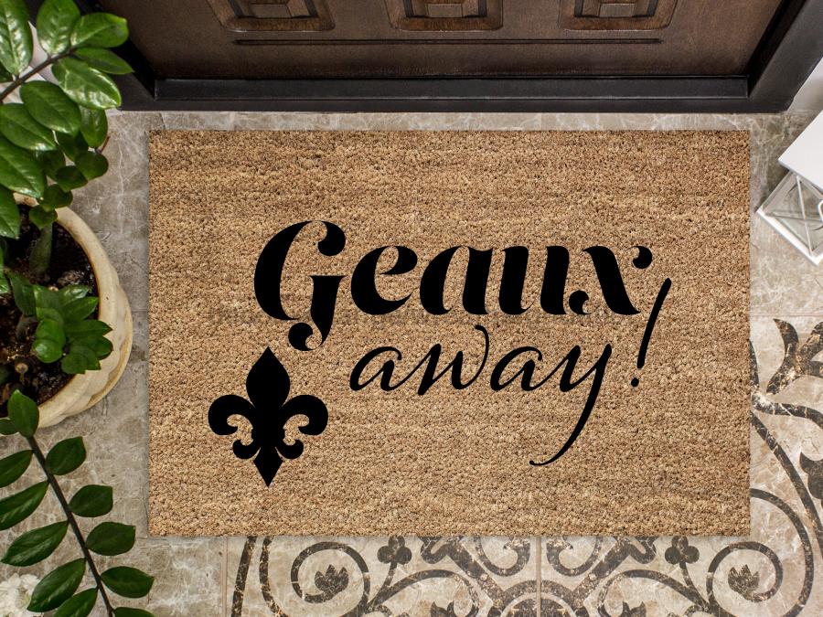 Funny Doormat, Coir Doormat, Welcome Mat, Housewarming Gift, Geaux Away Doormat, Front Door Doormat, Fleur de Lis Doormat, New Homeowner Gift DECOE-CM-153 - DecoExchange®