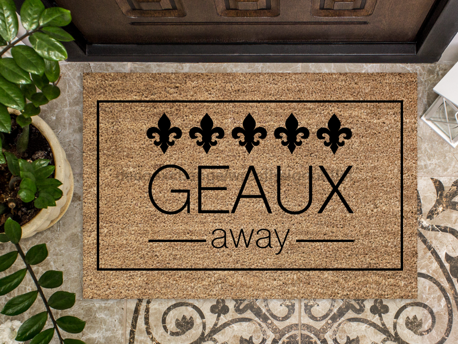 Funny Doormat, Coir Doormat, Welcome Mat, Housewarming Gift, Geaux Away Doormat, Front Door Doormat, Fleur de Lis Doormat, New Homeowner Gift DECOE-CM-167 - DecoExchange®