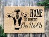 Funny Doormat, Coir Doormat, Welcome Mat, Housewarming Gift, Home is Where Our Herd Is Doormat, Front Door Doormat, Cow Doormat, New Homeowner Gift DECOE-CM-135 - DecoExchange®