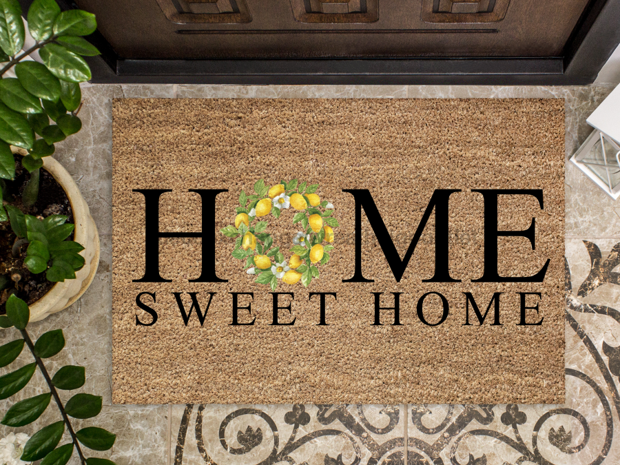 Funny Doormat, Coir Doormat, Welcome Mat, Housewarming Gift, Home Sweet Home Doormat, Front Door Doormat, Lemon Wreath Doormat, New Homeowner Gift DECOE-CM-136 - DecoExchange®