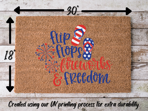 Funny Doormat, Coir Doormat, Welcome Mat, Housewarming Gift, July 4th Doormat, Front Door Doormat, Flipflops, Fireworks, and Freedom Doormat, New Homeowner Gift DECOE-CM-117 - DecoExchange®