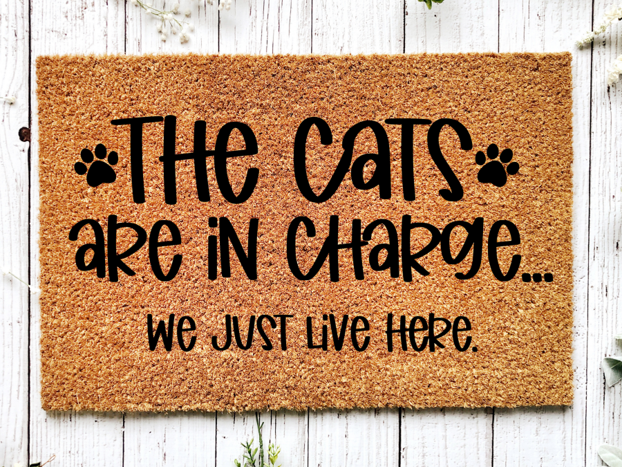 Funny Doormat, Coir Doormat, Welcome Mat, Housewarming Gift, The Cats Are in Charge, We Just Live Here Welcome Doormat, Cats Front Door Doormat, Welcome Doormat, New Homeowner Gift DECOE-CM-093 - DecoExchange®