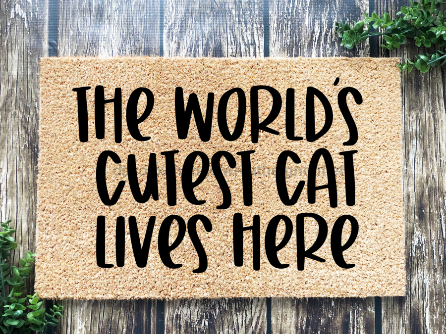 Funny Doormat, Coir Doormat, Welcome Mat, Housewarming Gift, The World's Cutest Cat Lives Here Welcome Doormat, Cat Front Door Doormat, Welcome Doormat, New Homeowner Gift DECOE-CM-101 - DecoExchange®