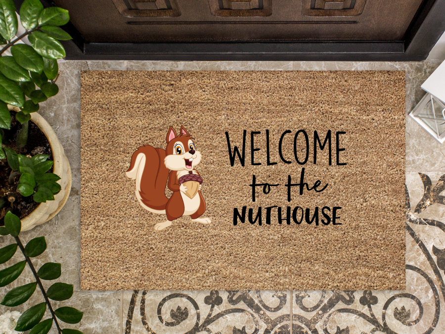 Funny Doormat, Coir Doormat, Welcome Mat, Housewarming Gift, Welcome to the Nuthouse Doormat, Squirrel Front Door Doormat, Welcome Doormat, New Homeowner Gift DECOE-CM-087 - DecoExchange®