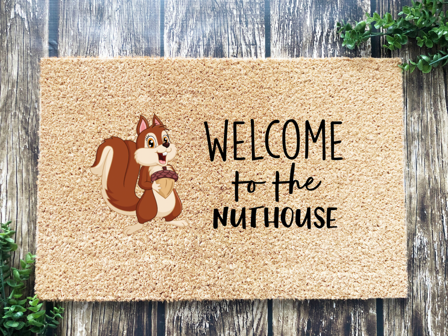 Funny Doormat, Coir Doormat, Welcome Mat, Housewarming Gift, Welcome to the Nuthouse Doormat, Squirrel Front Door Doormat, Welcome Doormat, New Homeowner Gift DECOE-CM-087 - DecoExchange®