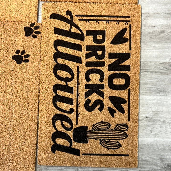 No Pricks Allowed - Funny - 30x18" Coir Door Mat - DECOE-CM-004 - DecoExchange