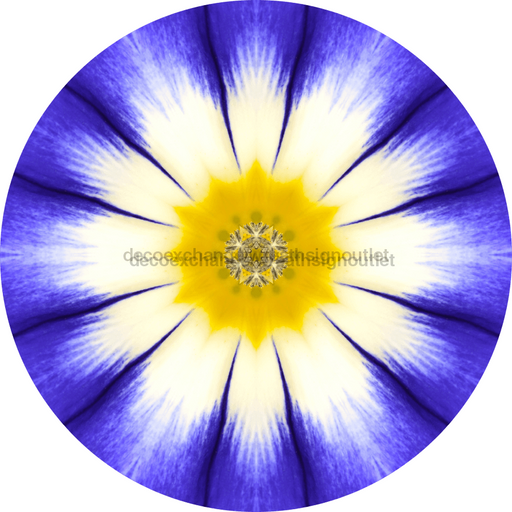 Geometric Flower Center Blue Decoe-W-Fc-0009 6 Wood