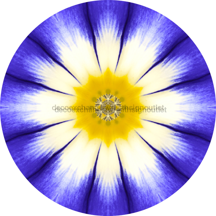 Geometric Flower Center Blue Decoe-W-Fc-0009 6 Wood