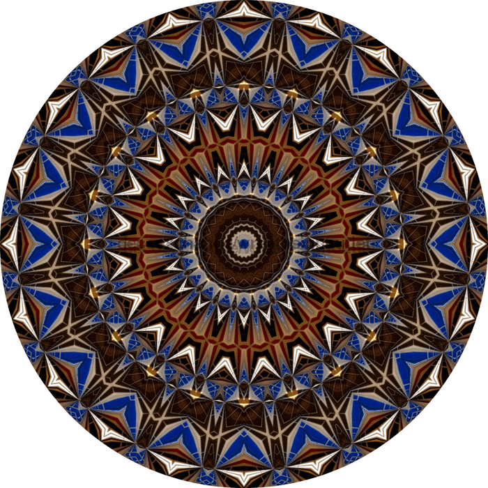 Geometric Flower Center Brown And Blue Decoe-Fc-0001 6 metal