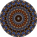 Geometric Flower Center Brown And Blue Decoe-W-Fc-0001 6 Wood