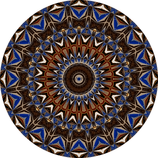 Geometric Flower Center Brown And Blue Decoe-W-Fc-0001 6 Wood