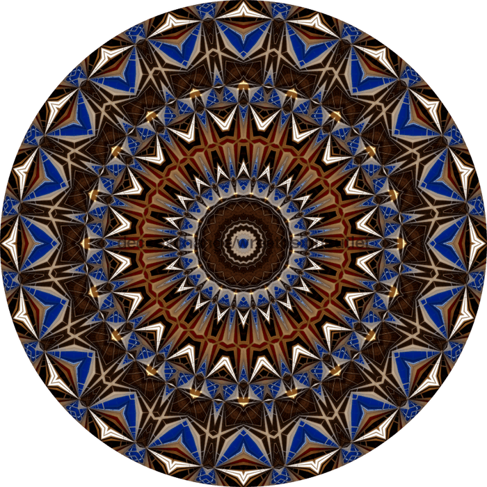 Geometric Flower Center Brown And Blue Decoe-W-Fc-0001 6 Wood