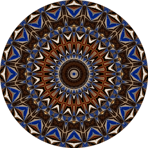 Geometric Flower Center Brown And Blue Decoe-W-Fc-0001 6 Wood