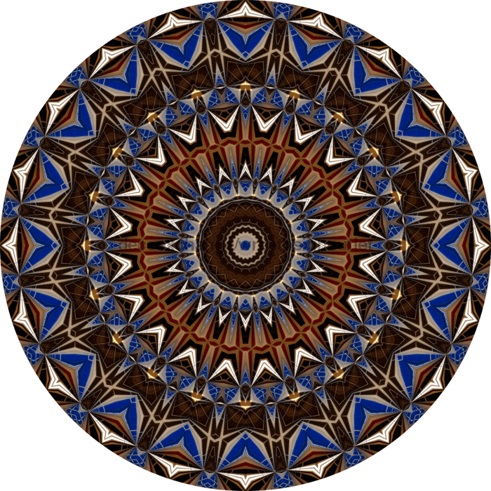 Geometric Flower Center Brown And Blue Decoe-W-Fc-0001 6 Wood