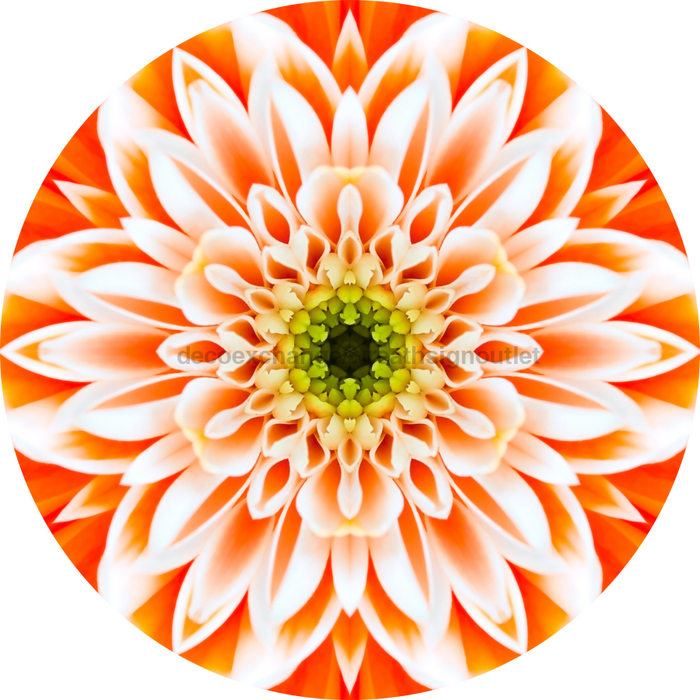 Geometric Flower Center Orange Decoe-W-Fc-0006 6 Wood