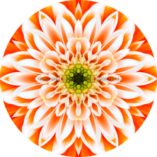 Geometric Flower Center Orange Decoe-W-Fc-0006 6 Wood