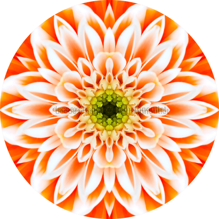 Geometric Flower Center Orange Decoe-W-Fc-0006 6 Wood
