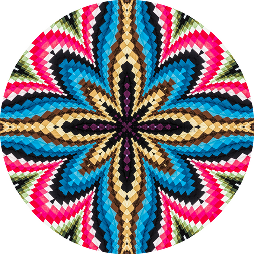 Geometric Flower Center Pink Brown And Blue Decoe-W-Fc-0002 6 Wood