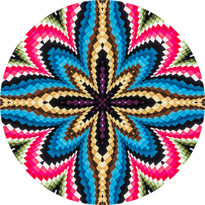 Geometric Flower Center Pink Brown And Blue Decoe-W-Fc-0002 6 Wood