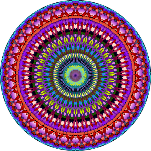 Geometric Flower Center Pink Decoe-W-Fc-0003 6 Wood