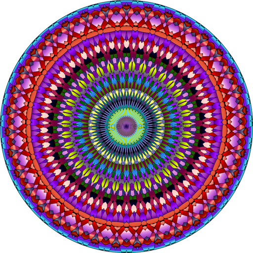 Geometric Flower Center Pink Decoe-W-Fc-0003 6 Wood