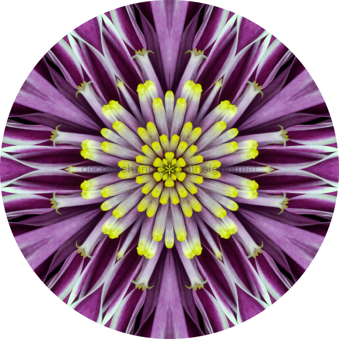 Geometric Flower Center Purple Decoe-W-Fc-0014 6 Wood