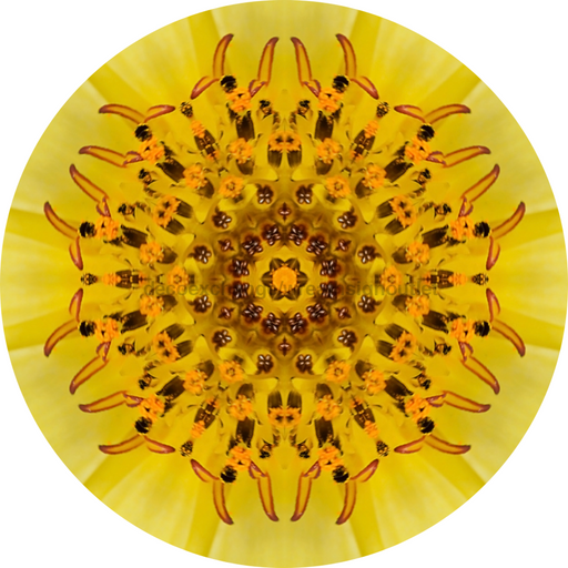 Geometric Flower Center Yellow Decoe-W-Fc-0015 6 Wood