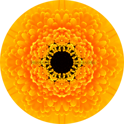 Geometric Flower Center Yellow Decoe-W-Fc-0008 6 Wood