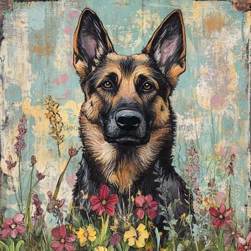 German Shephard Sign, Dog Sign, DCO-13487, Sign For Wreath, 10x10" Metal Sign
