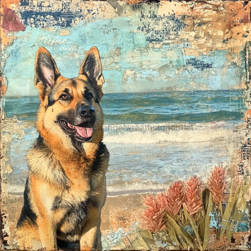 German Shephard Sign, Dog Sign, DCO-13507, Sign For Wreath, 10x10" Metal Sign