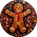 Gingerbread Sign, Christmas Sign, DCO-00501, Sign For Wreath, 10" Round Metal Sign - DecoExchange®