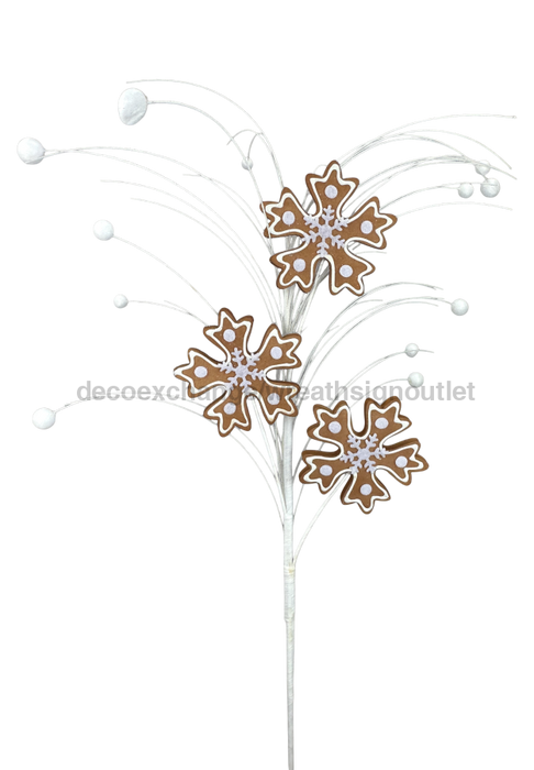 Gingerbread Snowflake Spray - 3 Stems - 28’’ 86450BN Pick