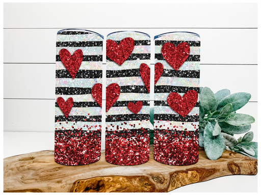 Glitter Hearts Valentine Tumbler, 20 oz Skinny Tumbler DECOETUMBLER-125 - DecoExchange
