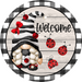 Gnome Sign, Lady Bug Sign, Welcome Sign, VINYL-DECOE-4046, 10" Vinyl Decal Round