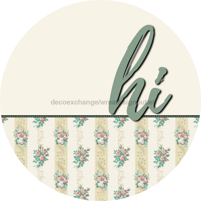 Green Floral Door Hanger Dco-01579-Dh 18’ Round Wood