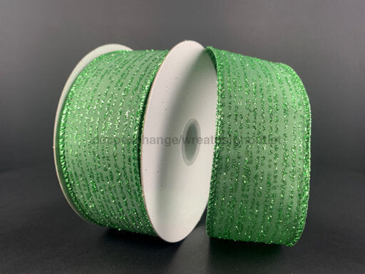 Green Satin With Vertical Glitter Lines Ribbon 1.5’X10Y 72311-09-06