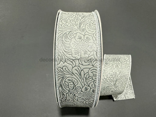 Grey Flower Embossed 2.5’X50Y 984240 - 16C Ribbon