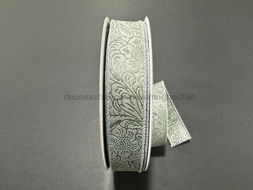 Grey Flower Embossed 7/8’X50Y 984205 - 16C Ribbon