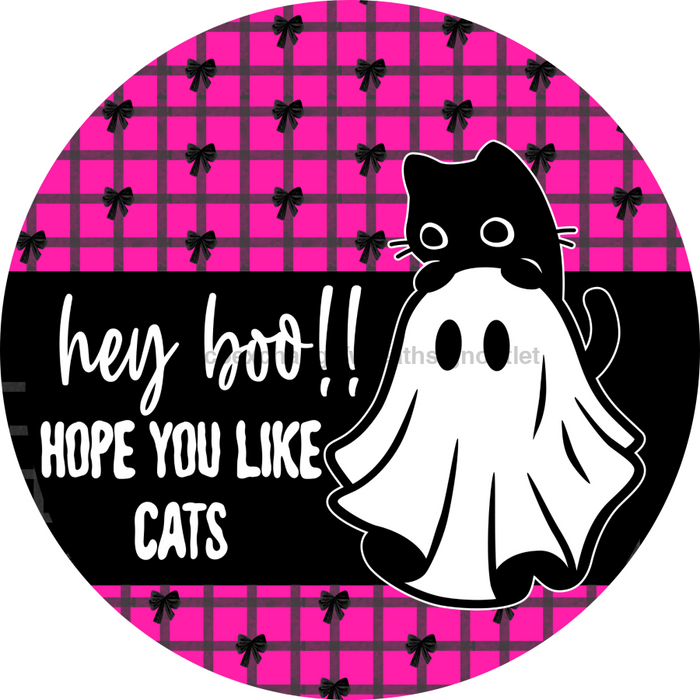 Halloween Cat Sign DCO-102777-DH, Sign For Wreath, 18" Door Hanger