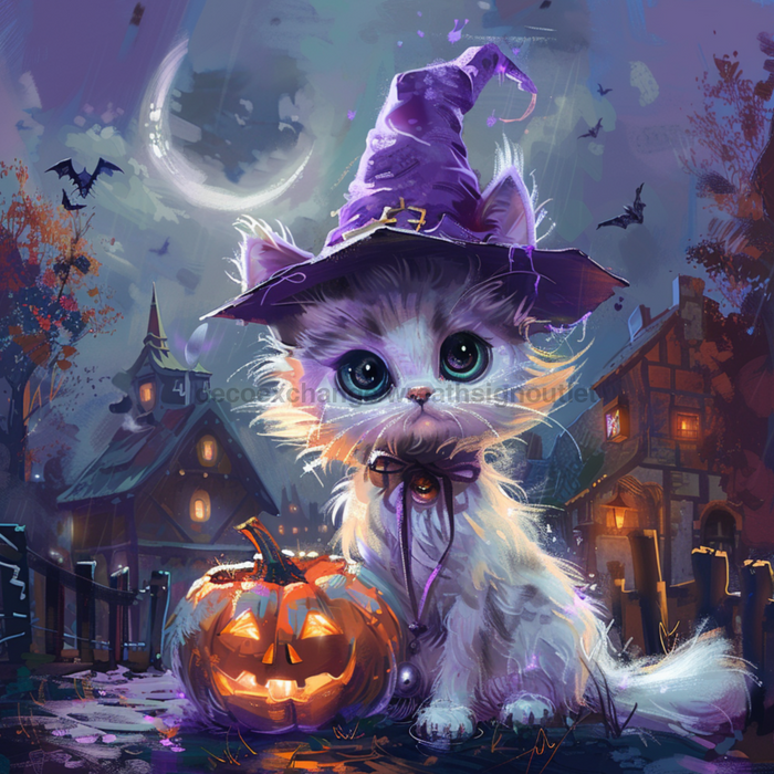 Halloween Cat Wall Art, MB-00027, Sign For Wreath, 10x10" Metal Sign