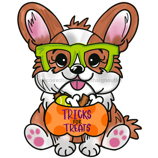 Halloween Dog Corgi Door Hanger Mj-W-00076-Dh 22’ Wood