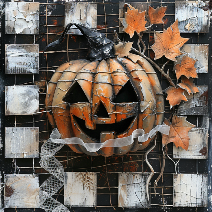 Halloween Pumpkin Sign, DCO-102573, Sign For Wreath, 10x10in Metal Sign