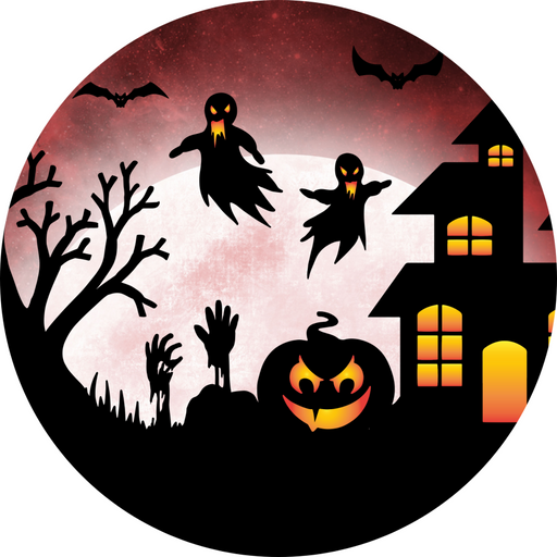 Halloween Scene Flower Center, DECOE-FC-0053, 6" metal Flower Center - DecoExchange®